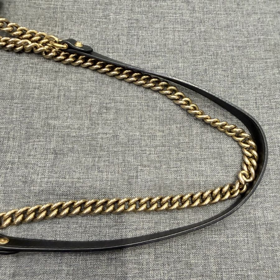 Gucci GG marmont 26cm 牛皮 掀蓋 斜背包 黑 金-43