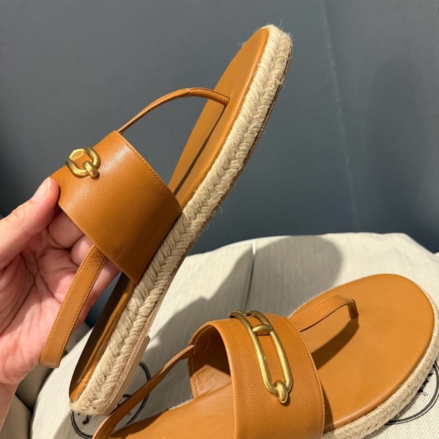 Hermès 愛馬仕 Roulis 豬鼻 Eloise 草編涼鞋 金棕色 39號-20