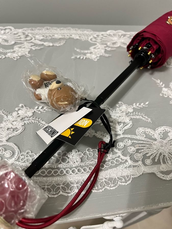 MOSCHINO(真品)《全新》Teddy Love 深紅色小熊折傘|附小熊吊飾・收納套・原廠吊牌-34