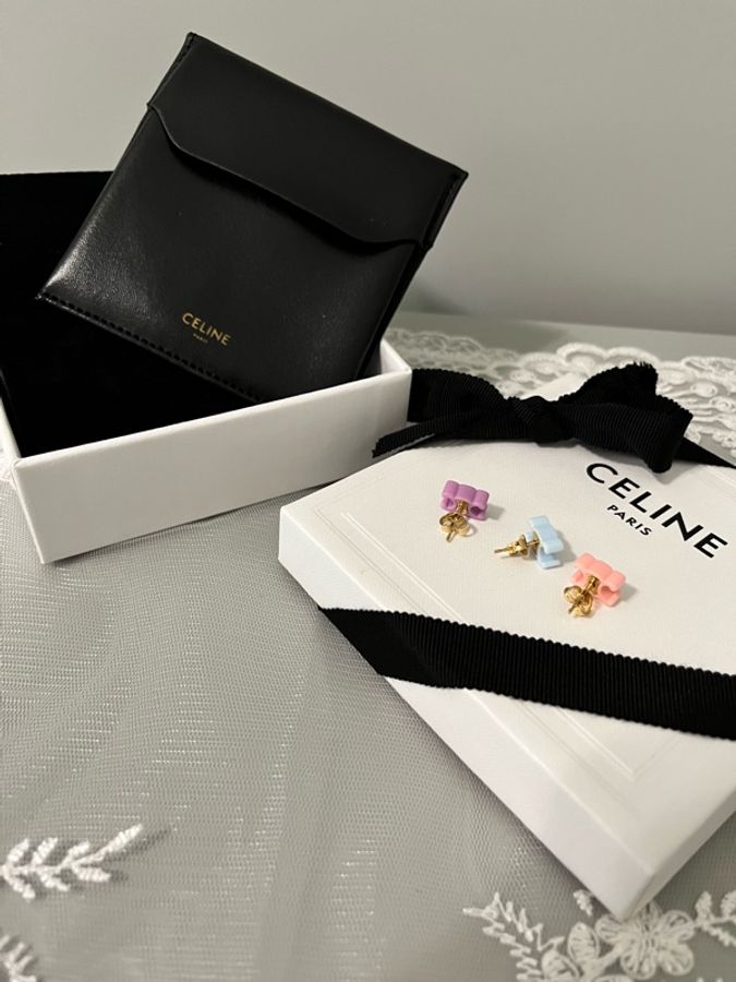 CELINE《全新》VIC Exclusive BABY 凱旋門三色耳釘套組|粉藍紫|限量收藏|全新全配-2