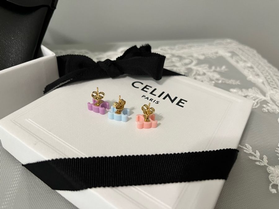 CELINE《全新》VIC Exclusive BABY 凱旋門三色耳釘套組|粉藍紫|限量收藏|全新全配-23
