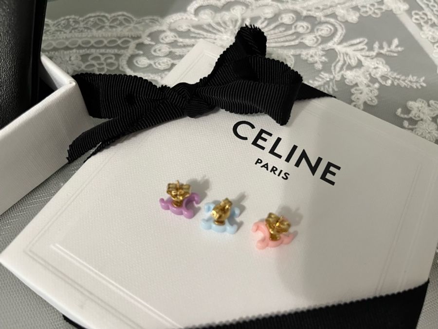 CELINE《全新》VIC Exclusive BABY 凱旋門三色耳釘套組|粉藍紫|限量收藏|全新全配-32