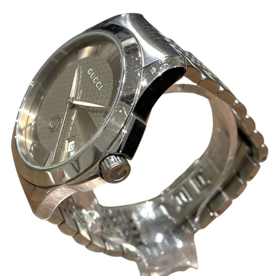 Gucci G-Timeless腕錶，總重96.4克，不鏽鋼材質，石英機芯，淺棕色錶盤。 126.4-1