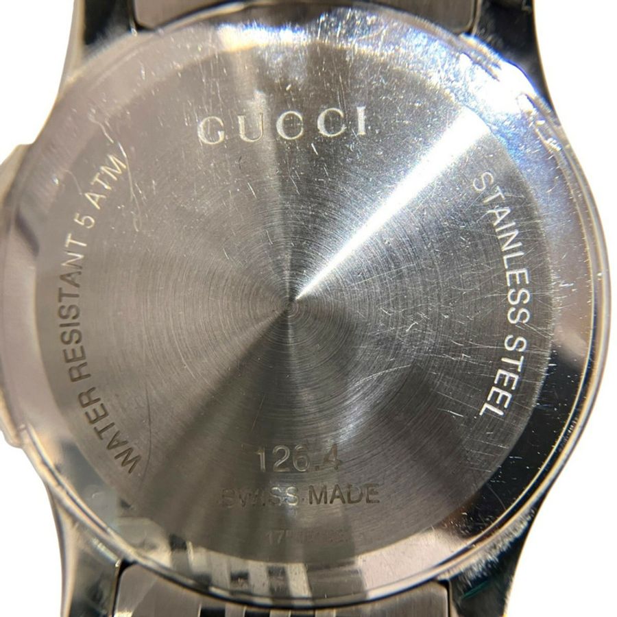 Gucci G-Timeless腕錶，總重96.4克，不鏽鋼材質，石英機芯，淺棕色錶盤。 126.4-4