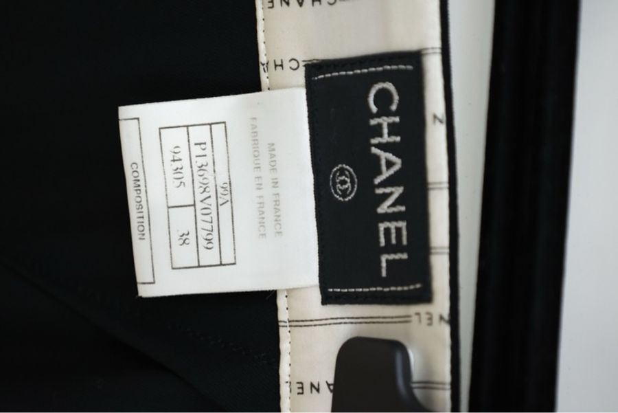 Chanel 99年黑色直筒西装料长裤-11