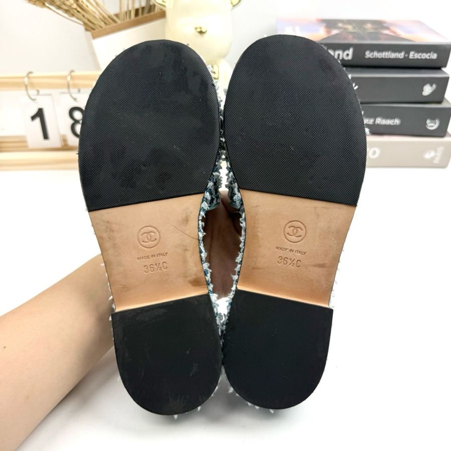 Chanel香奈兒 粗花編織雙c拖鞋 36.5碼 98新-7