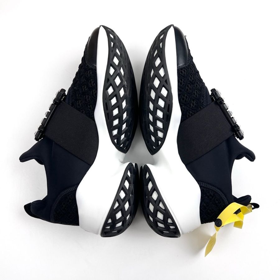 Roger Vivier RV 36.5碼 黑色鑽扣厚底運動鞋 98新-4