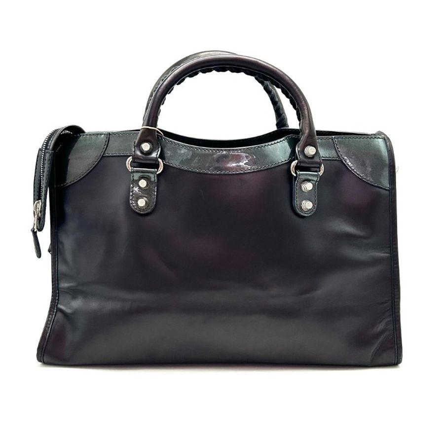 BALENCIAGA 限量版city系列拼皮中號手提肩背機車包 38*24.5*14 98新配件鏡子 塵袋-4