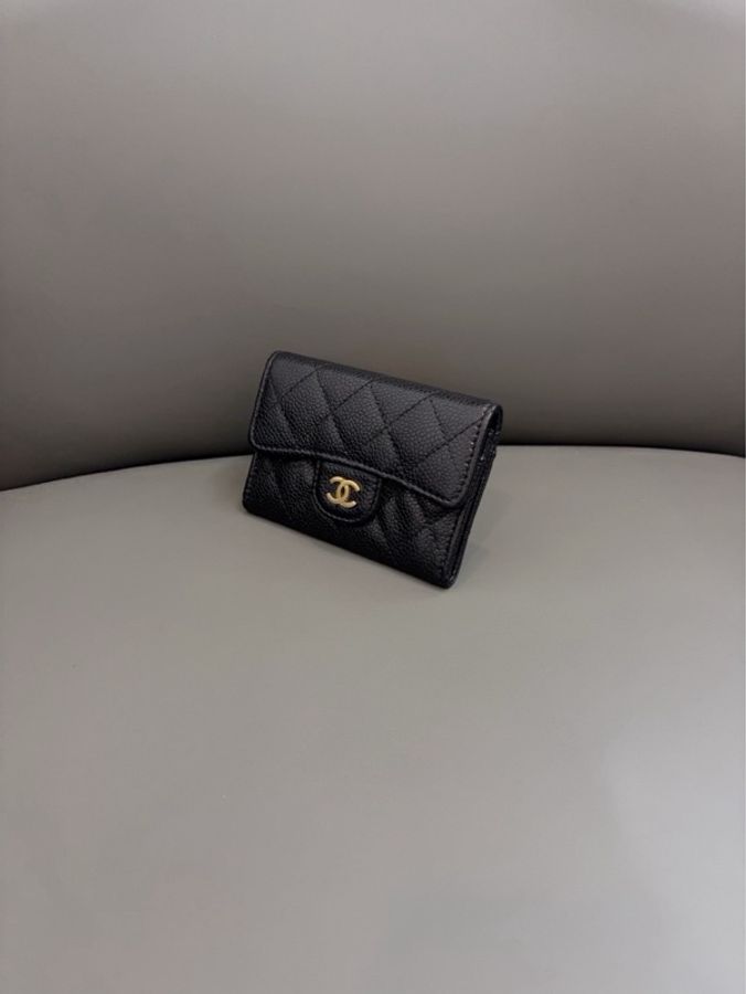 Chanel香奈兒 黑金魚子醬CF翻蓋卡包/零錢包-3
