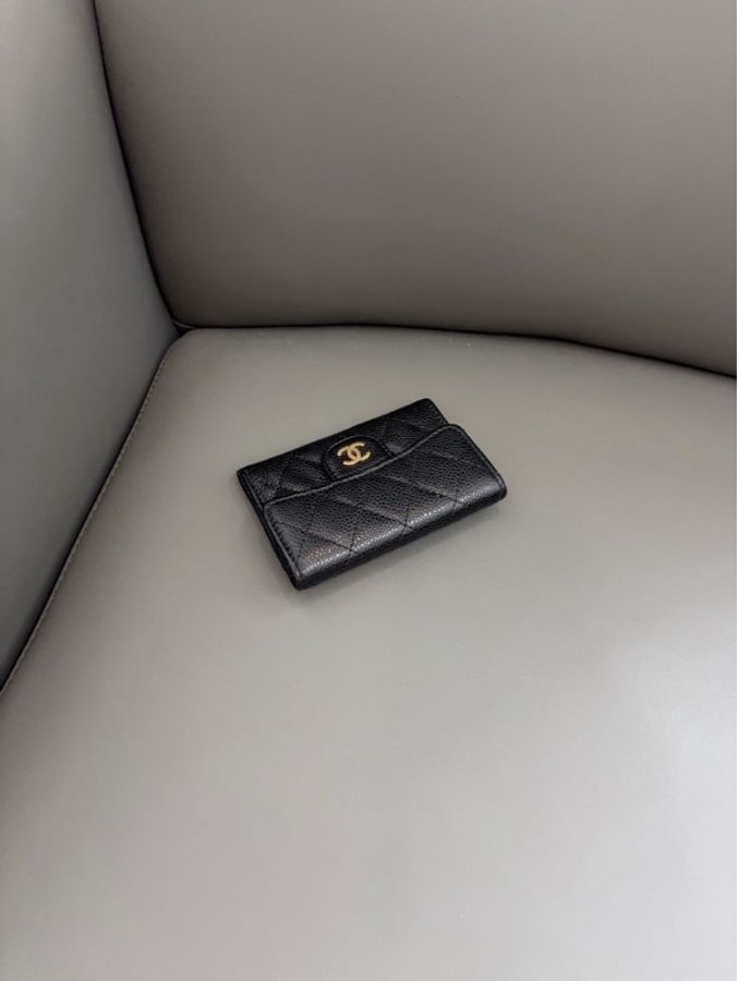 Chanel香奈兒 黑金魚子醬CF翻蓋卡包/零錢包-7