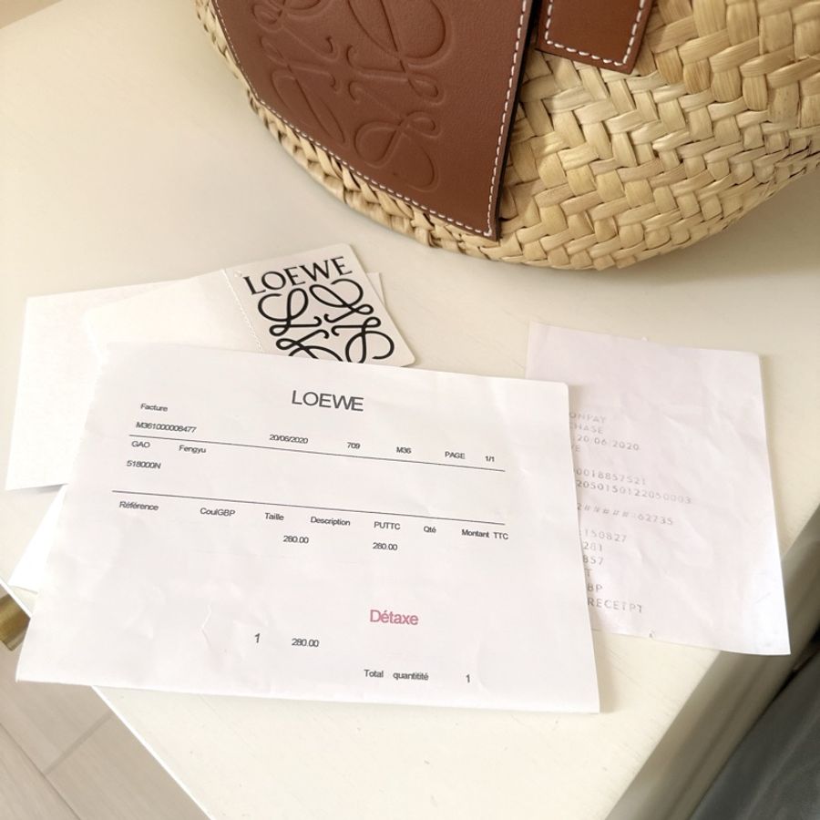 近全新LOEWE 經典草編包 s號 日本熱賣款-11