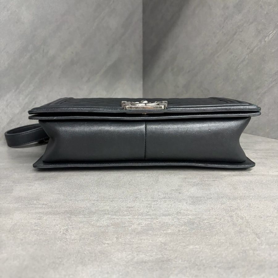 CHANEL Leboy 黑銀 中大號28cm 肩背包-4