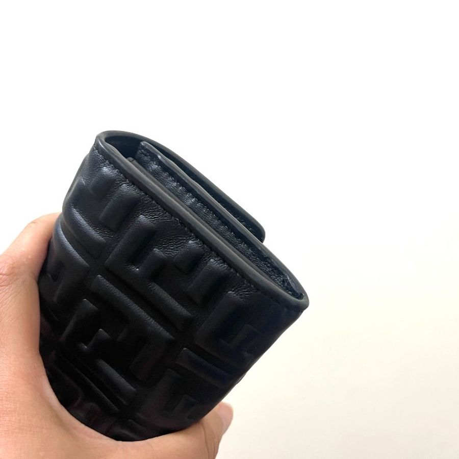 Fendi Baguette Continental With Chain 長款皮夾配飾鏈 納帕皮革皮夾 法棍WOC 經典黑色金扣-10