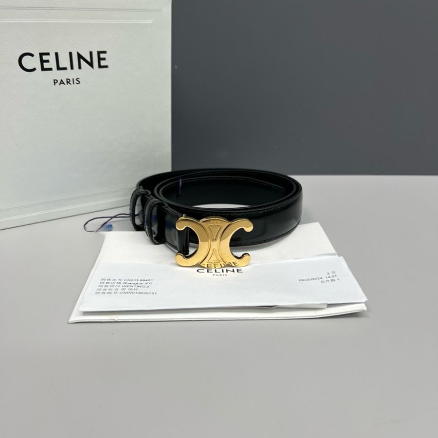 Celine賽琳 黑金凱旋門腰帶 成色98新,80碼-0