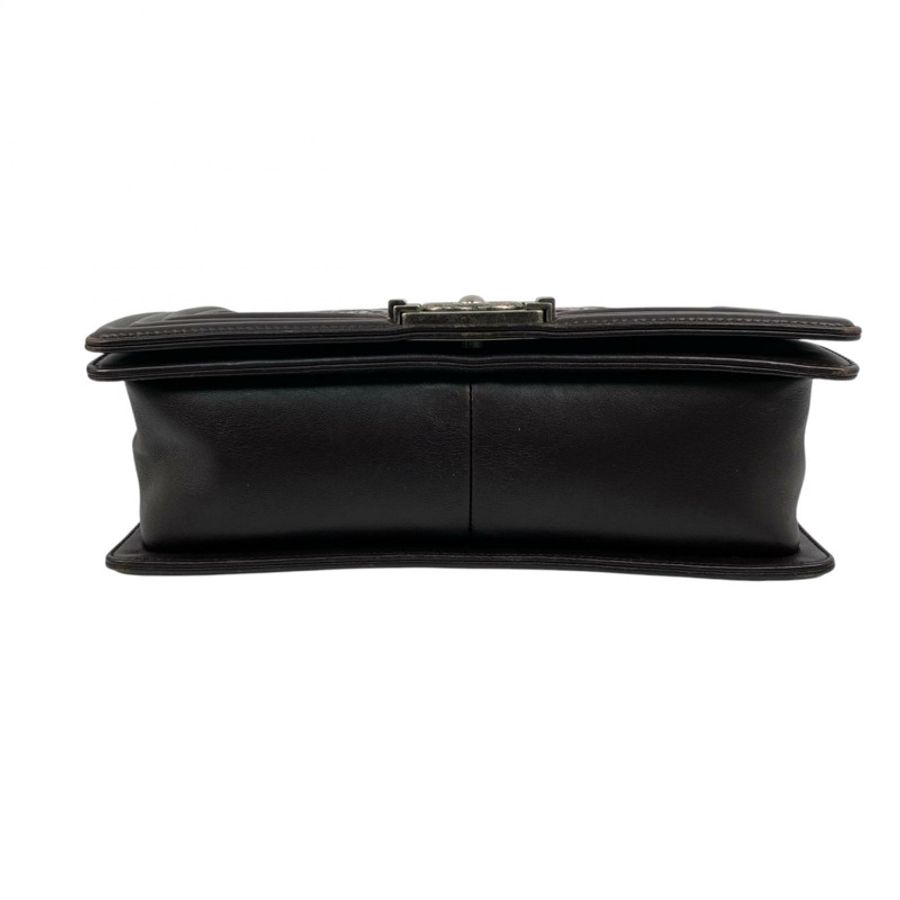 △ CHANEL 香奈兒 Brown Calfskin Boy Ruthenium-Finish Metal No.19 Shoulder Bag 啡色小牛皮鍍釕金屬No.19肩背包-267013474-4
