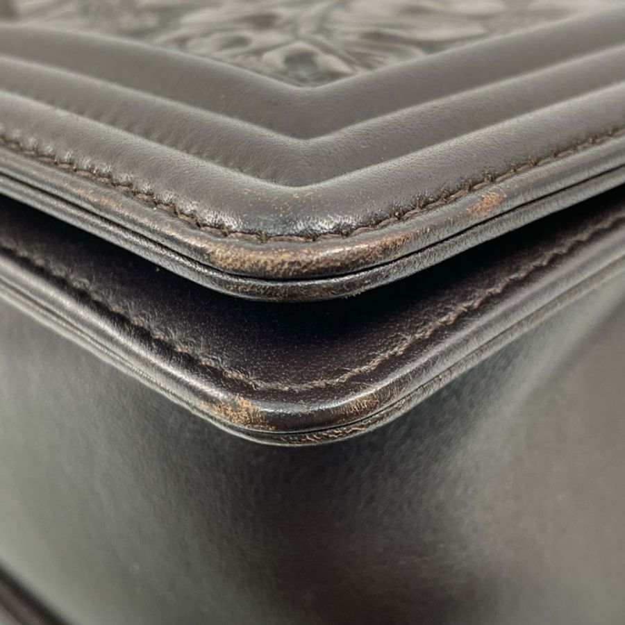 △ CHANEL 香奈兒 Brown Calfskin Boy Ruthenium-Finish Metal No.19 Shoulder Bag 啡色小牛皮鍍釕金屬No.19肩背包-267013474-6