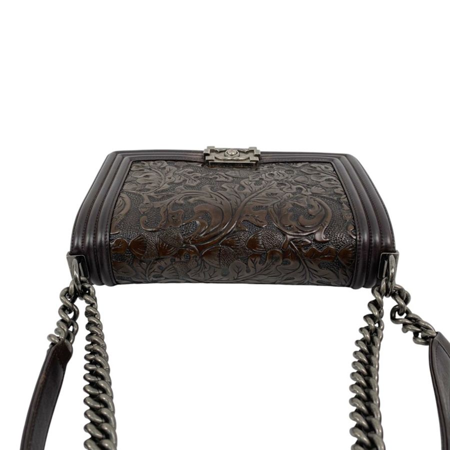 △ CHANEL 香奈兒 Brown Calfskin Boy Ruthenium-Finish Metal No.19 Shoulder Bag 啡色小牛皮鍍釕金屬No.19肩背包-267013474-9
