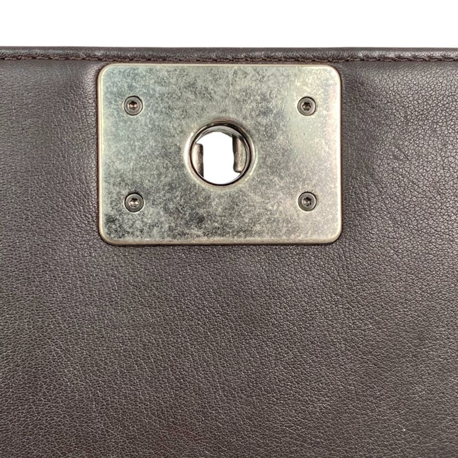 △ CHANEL 香奈兒 Brown Calfskin Boy Ruthenium-Finish Metal No.19 Shoulder Bag 啡色小牛皮鍍釕金屬No.19肩背包-267013474-12
