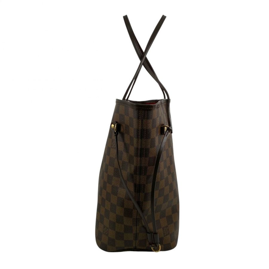 △ LOUIS VUITTON 路易·威登 Brown Coated Canvas Damier Neverfull MM Tote Bag 啡色塗層帆布經典格紋托特袋-267014155-2