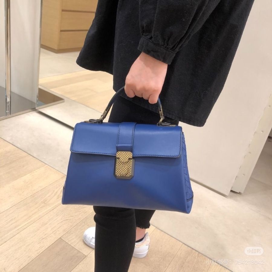 BV mini roma手提肩背包 藍色 20×12.5×9 9新 配件肩帶 塵袋-0