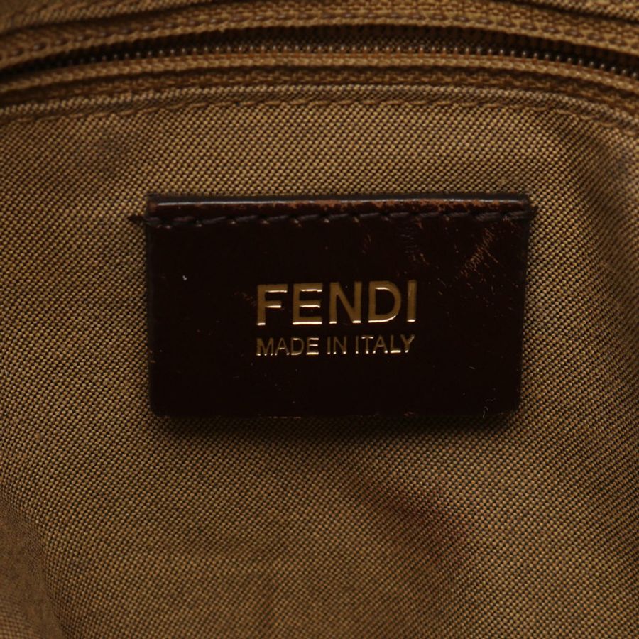 FENDI Zucca 單肩手提包,帆布皮革,米色、棕色、黑色,二手女款-3