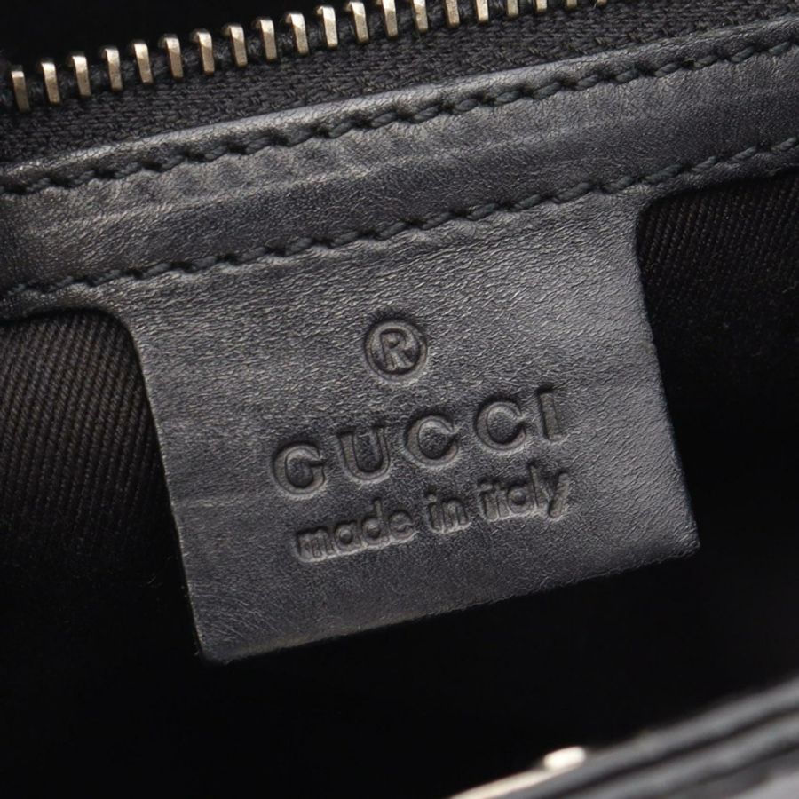 GUCCI GG帆布斜背單肩包 109097 帆布皮革黑色二手女款-3