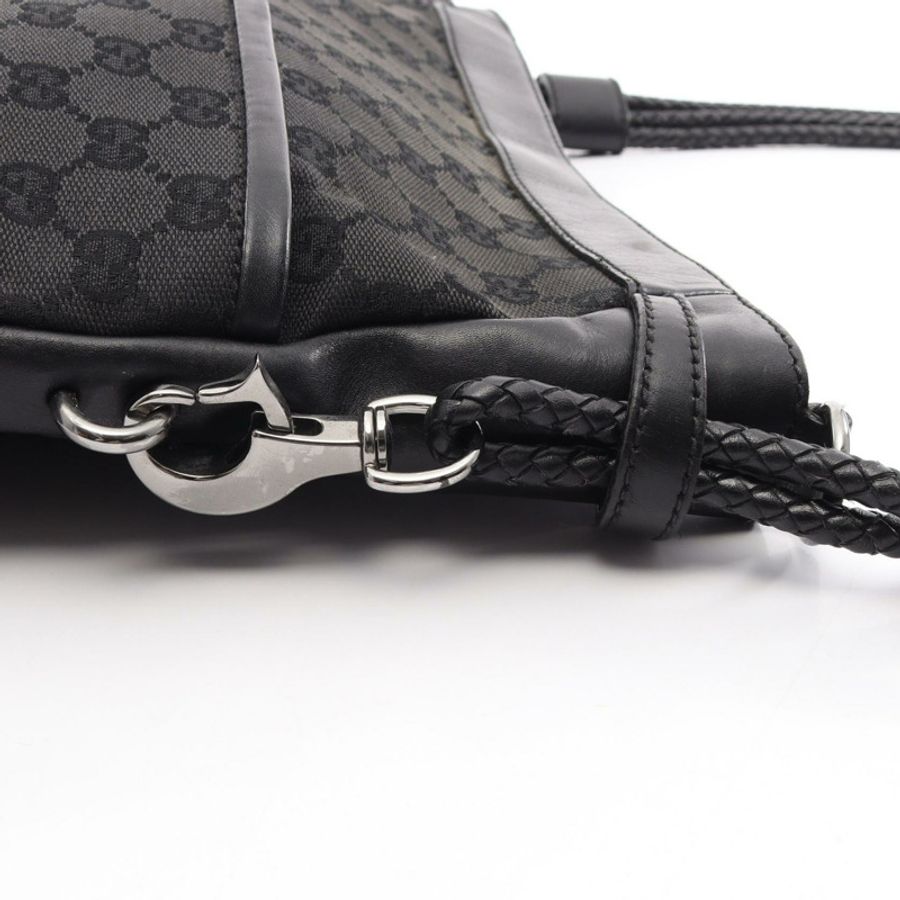 GUCCI GG帆布斜背單肩包 109097 帆布皮革黑色二手女款-4