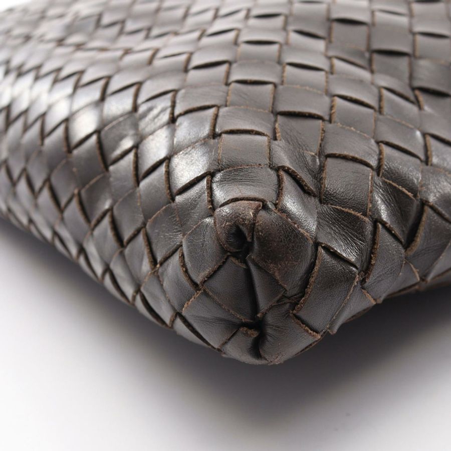 BOTTEGA VENETA 編織斜背包單肩包 皮革 棕色 二手 男士-5