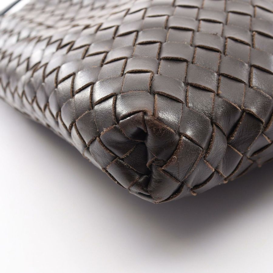 BOTTEGA VENETA 編織斜背包單肩包 皮革 棕色 二手 男士-6