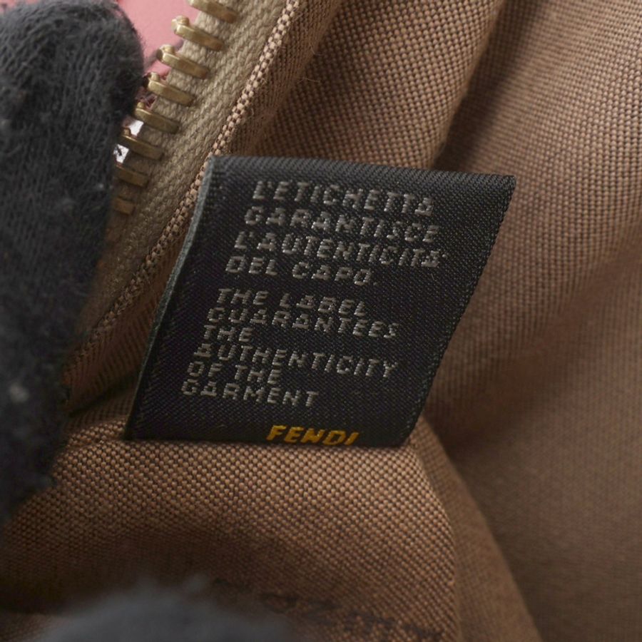棕/粉色 帆布 牛皮 Zucca 手提包【FENDI 芬迪】 8BR464-6