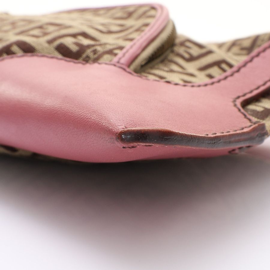 棕/粉色 帆布 牛皮 Zucca 手提包【FENDI 芬迪】 8BR464-8