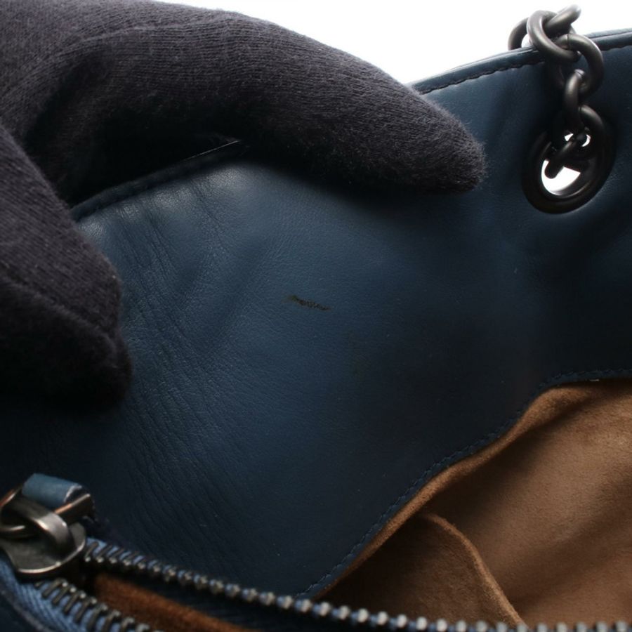 BOTTEGA VENETA Intrecciato 編織肩背手提包，海軍藍皮革，二手女款-6