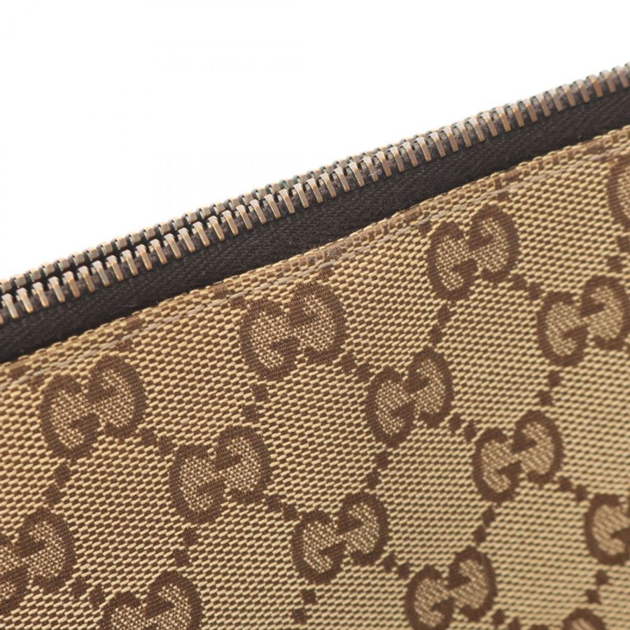 GUCCI GG帆布斜背包 114273 帆布皮革 米色 棕色 二手-6