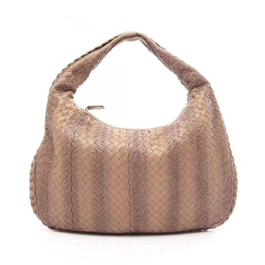 BOTTEGA VENETA 棕色皮革編織肩包(二手)-0