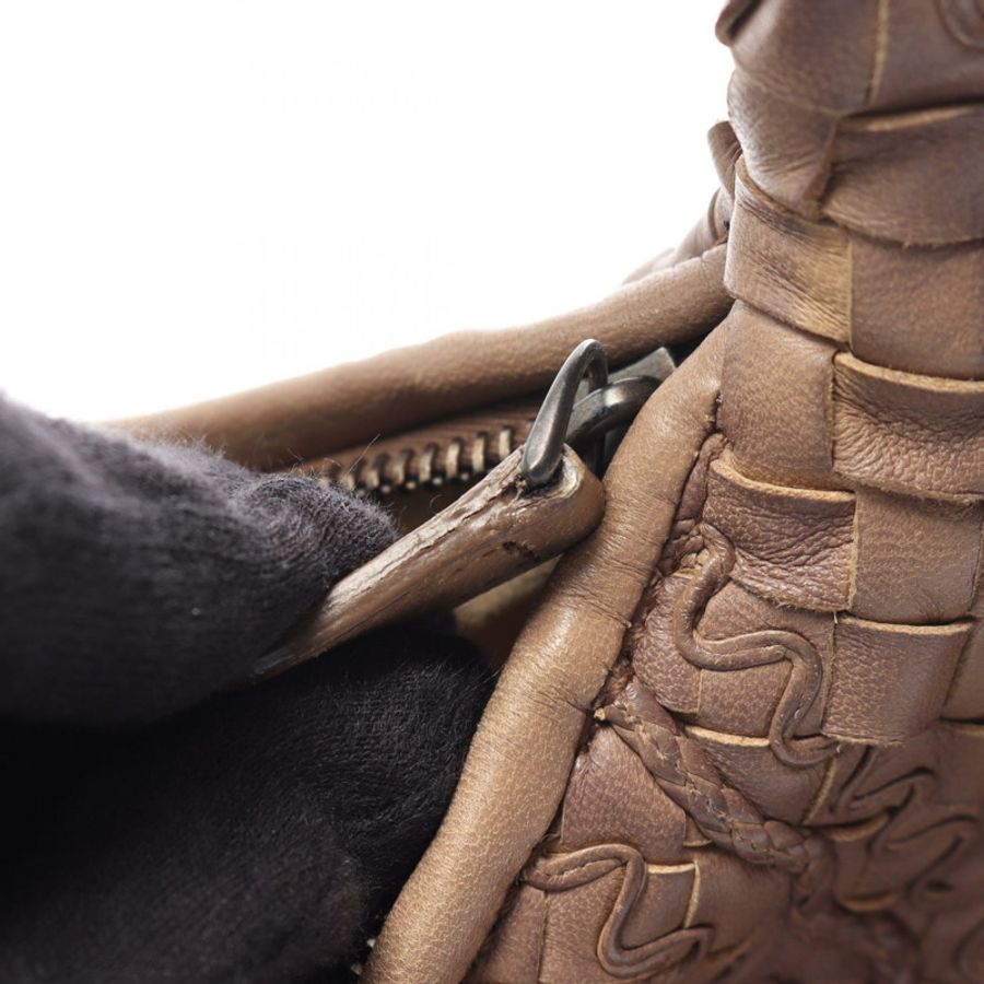 BOTTEGA VENETA 棕色皮革編織肩包(二手)-4
