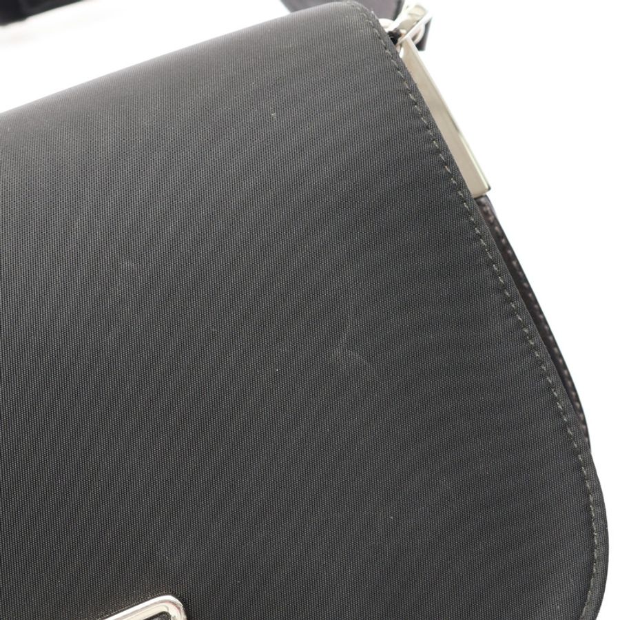 黑色 尼龍 牛皮 肩背包【PRADA 普拉達】 1BD258-10
