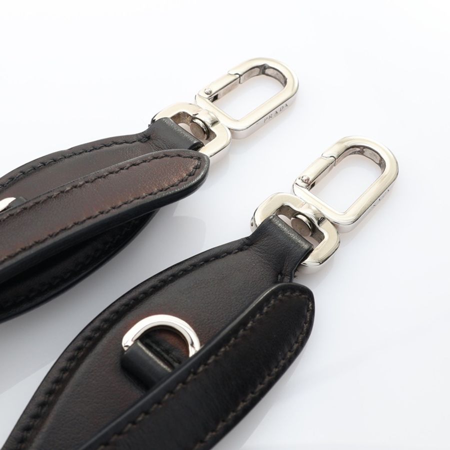 黑色 尼龍 牛皮 肩背包【PRADA 普拉達】 1BD258-16