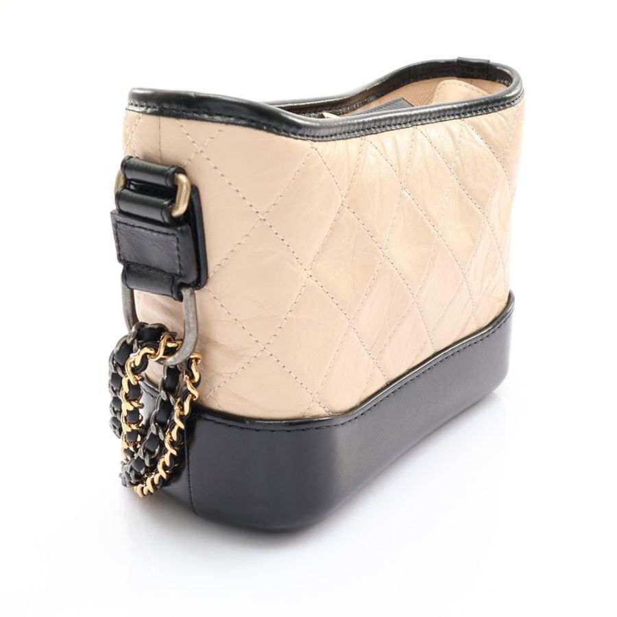 米/黑色 牛皮 Gabrielle Hobo small 肩背包 無卡 金釦【CHANEL 香奈兒】 A91810-1