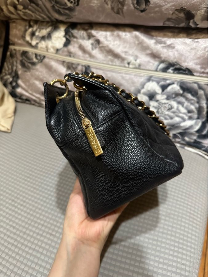 Chanel 黑金荔枝牛皮小號托特包ppt 尺寸約25cm-2