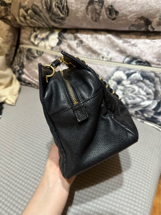 Chanel 黑金荔枝牛皮小號托特包ppt 尺寸約25cm-3