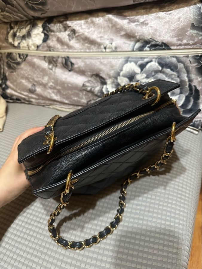 Chanel 黑金荔枝牛皮小號托特包ppt 尺寸約25cm-4