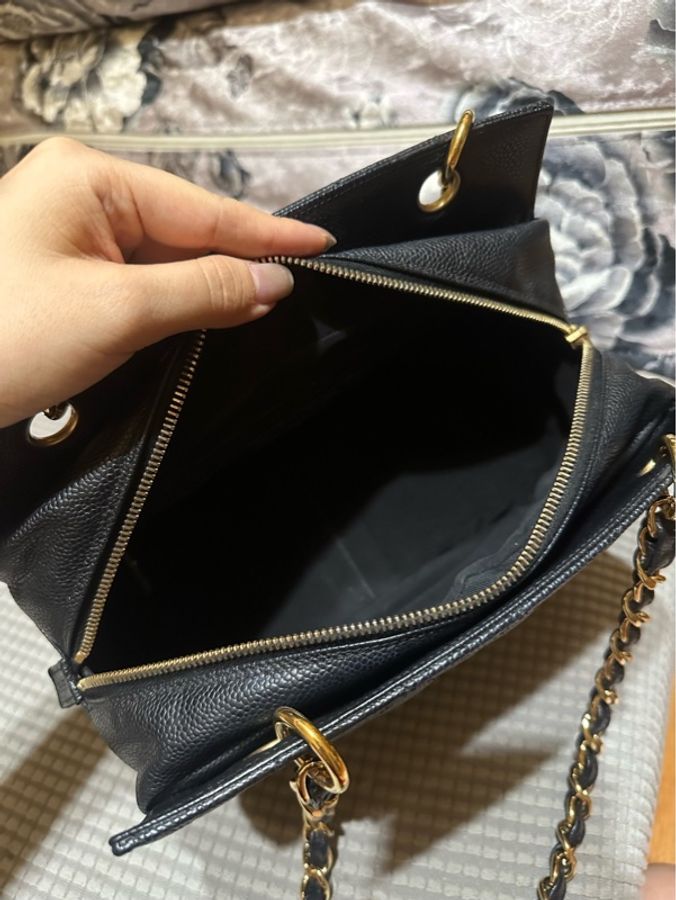 Chanel 黑金荔枝牛皮小號托特包ppt 尺寸約25cm-6