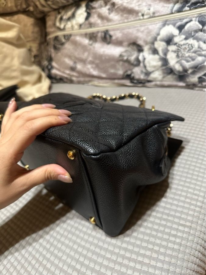 Chanel 黑金荔枝牛皮小號托特包ppt 尺寸約25cm-8