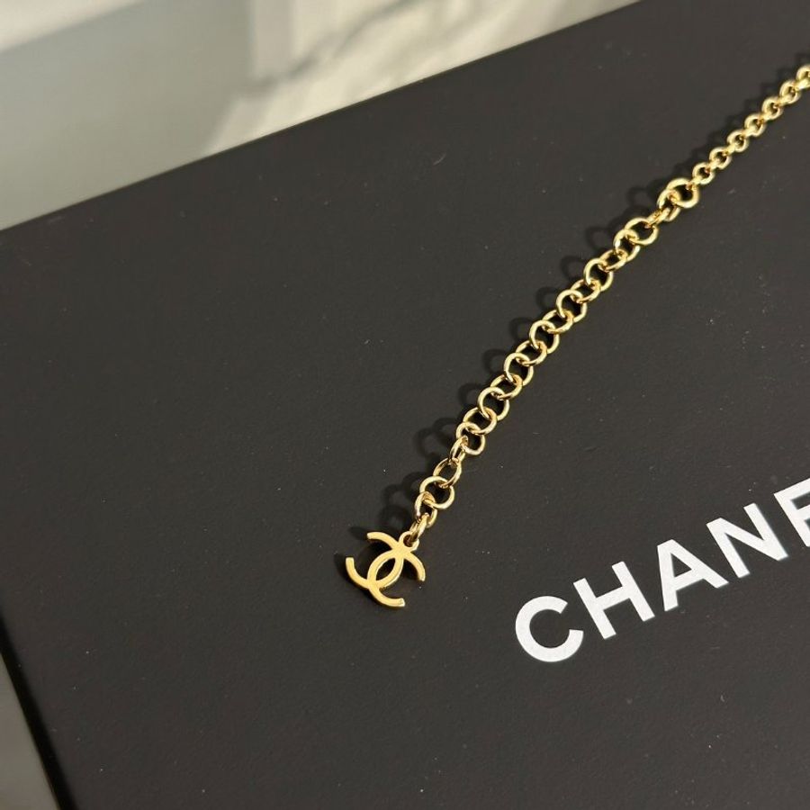 CHANEL 24P黑白琺瑯方塊雙C頸鍊-8