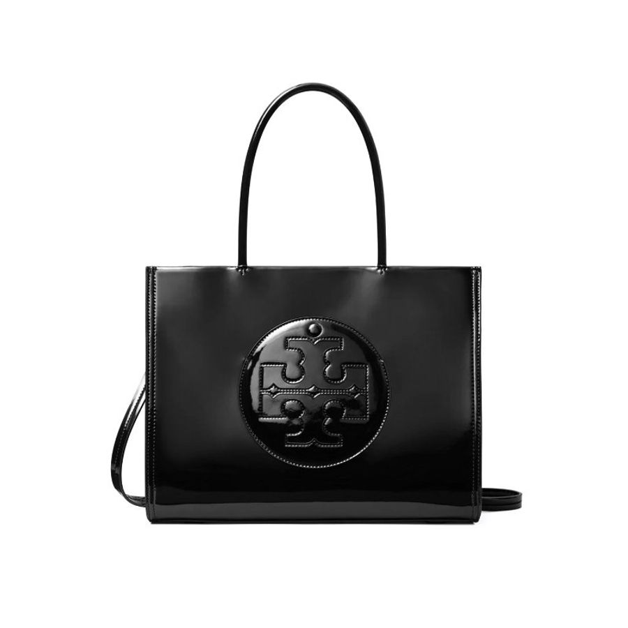 Tory Burch Small Ella Bio Patent Tote Bag in Black ( 161876-001 )-0