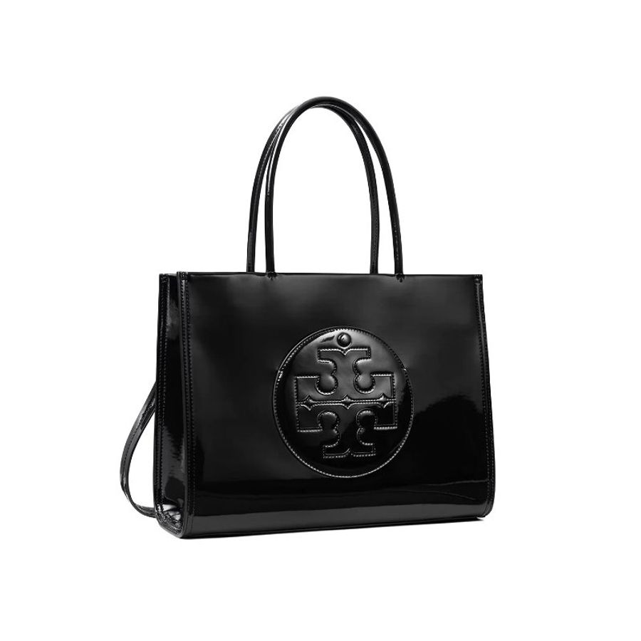 Tory Burch Small Ella Bio Patent Tote Bag in Black ( 161876-001 )-1
