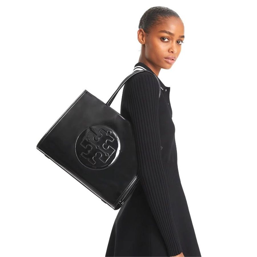 Tory Burch Small Ella Bio Patent Tote Bag in Black ( 161876-001 )-3