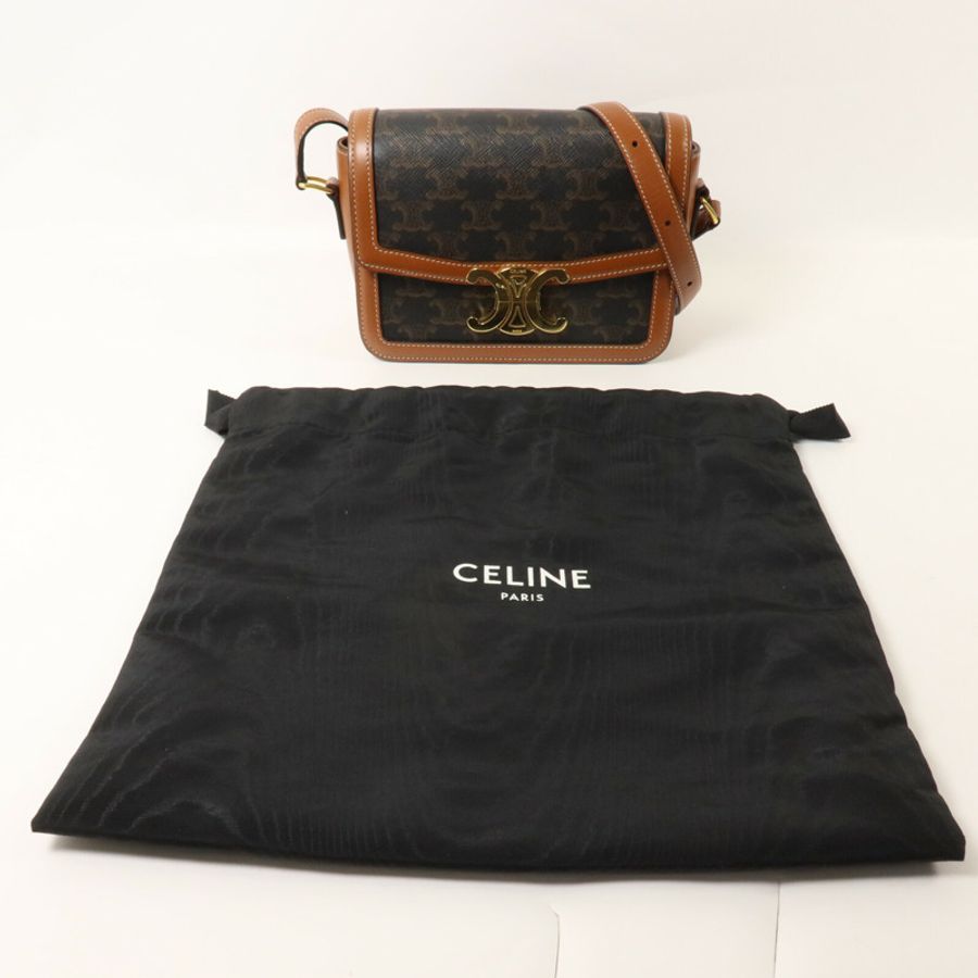 CELINE 塗層帆布Teen Triomphe肩背袋-10