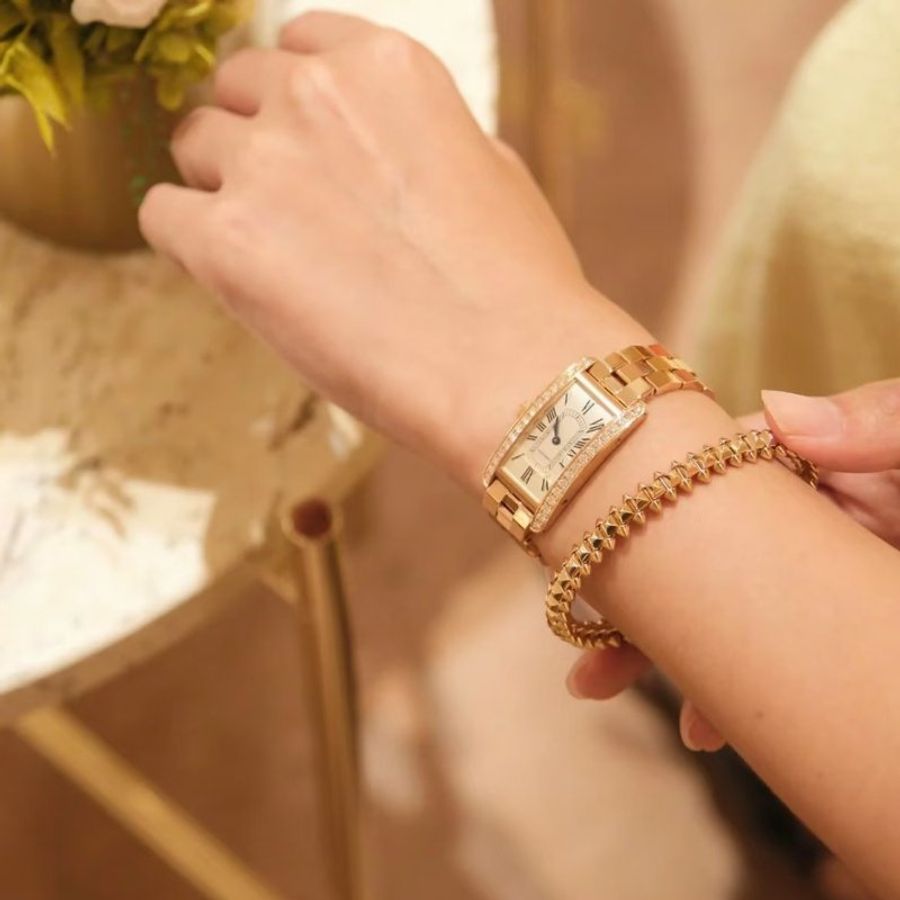 Cartier Tank Americaine 18K玫瑰金鑽石腕錶 - Mini-1