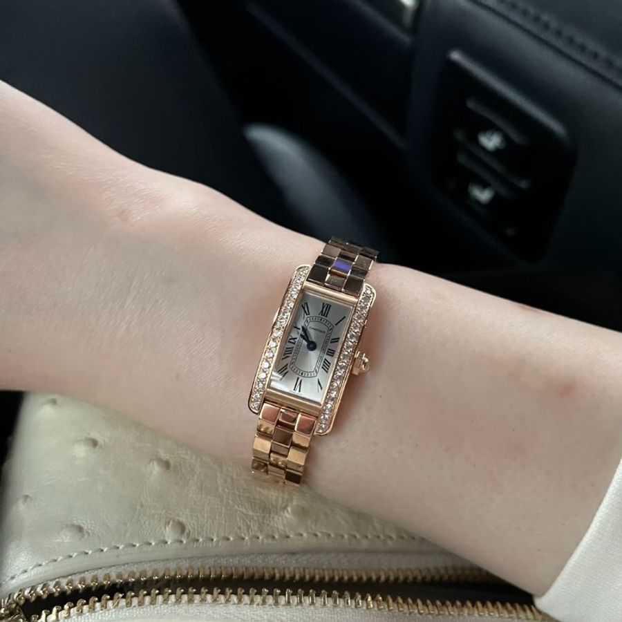 Cartier Tank Americaine 18K玫瑰金鑽石腕錶 - Mini-13